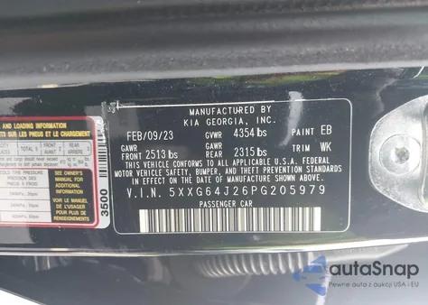 2023 Kia K5 Gt-Line z USA, uszkodzony, nr VIN 5XXG64J26PG205979